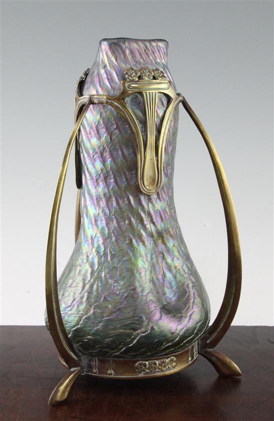 An Austrian Art Nouveau iridescent glass vase, 12in.